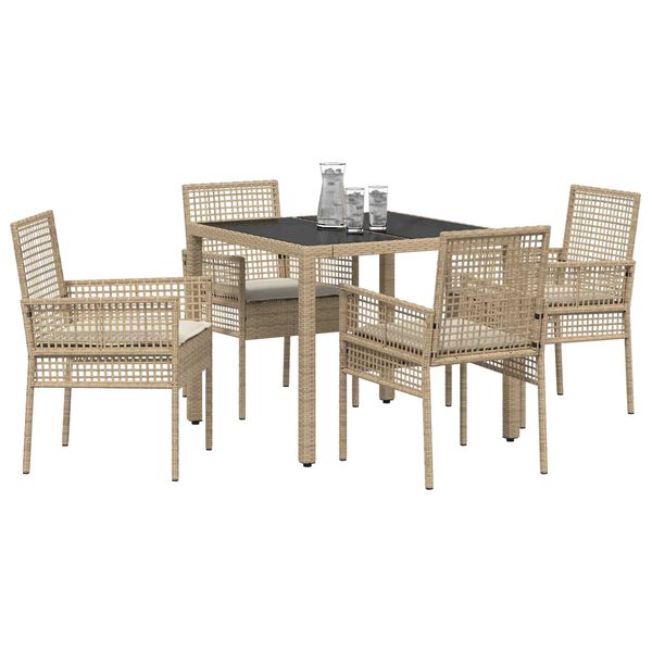 vidaXL Ensemble de salle &agrave; manger pour jardin 5 pcs Beige polyrotin
