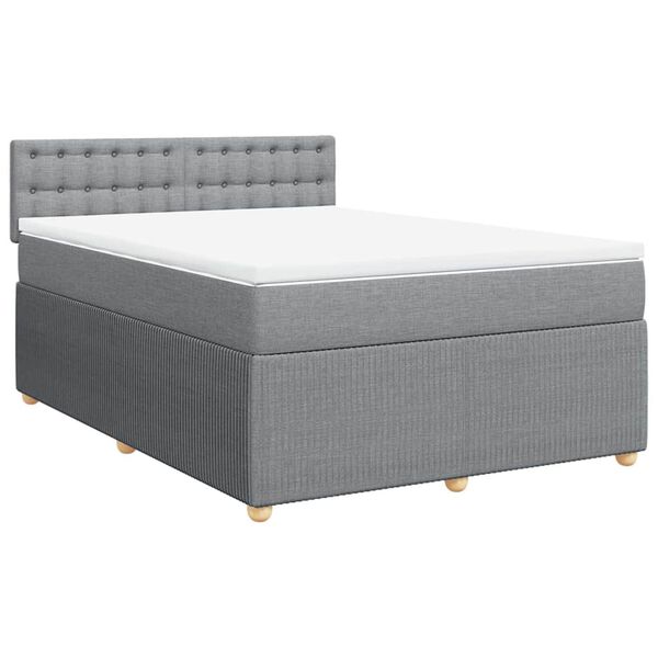 vidaXL Sommier &agrave; lattes de lit avec matelas Gris clair 140x190cm Tissu
