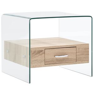 vidaXL Table basse avec tiroir 50x50x45 cm Verre tremp&eacute;