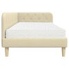 vidaXL Cadre de lit d'angle avec matelas Cr&egrave;me 90 x 200 cm tissu