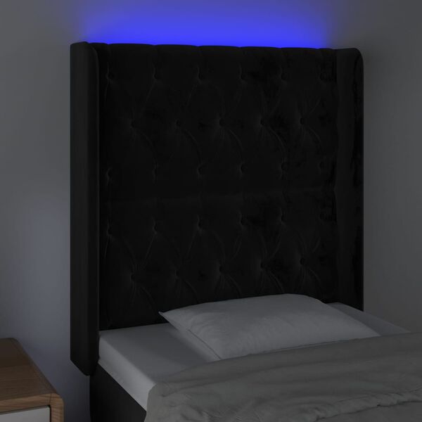 vidaXL T&ecirc;te de lit &agrave; LED Noir 83x16x118/128 cm Velours