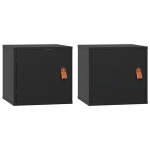 vidaXL Armoires murales 2 pcs Noir 31,5x30x30 cm Bois de pin massif