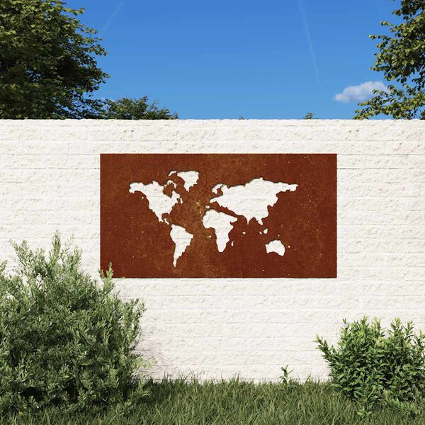 vidaXL D&eacute;coration murale jardin 105x55 cm design de carte du monde