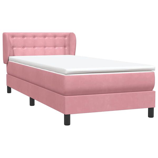 vidaXL Sommier &agrave; lattes de lit avec matelas rose 80x210 cm velours