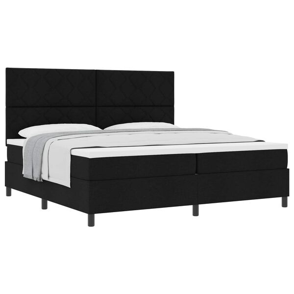 vidaXL Lit &agrave; ressorts avec matelas Noir 200 x 200 cm tissu