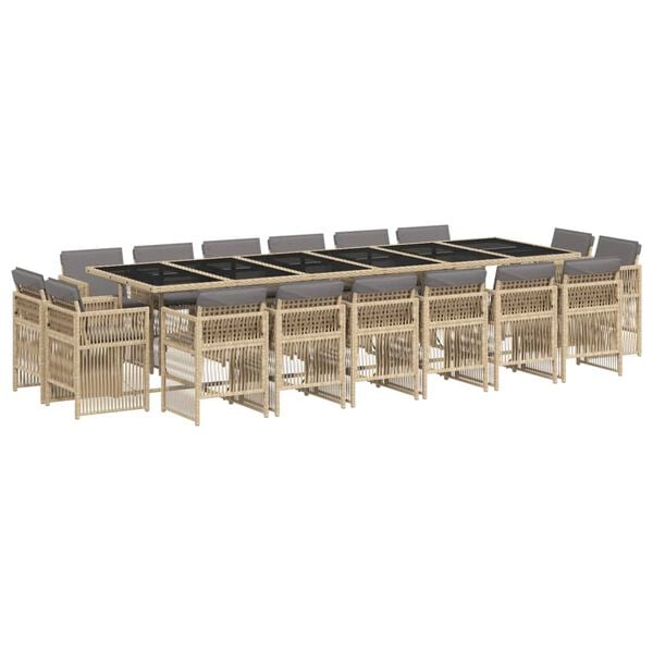 vidaXL Ensemble &agrave; manger de jardin et coussins 17 pcs m&eacute;lange beige