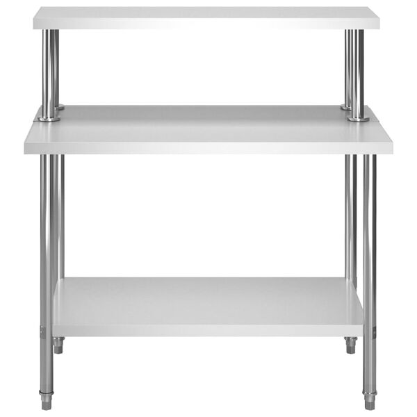 vidaXL Table de travail de cuisine avec étagère 120x60x120 cm Inox