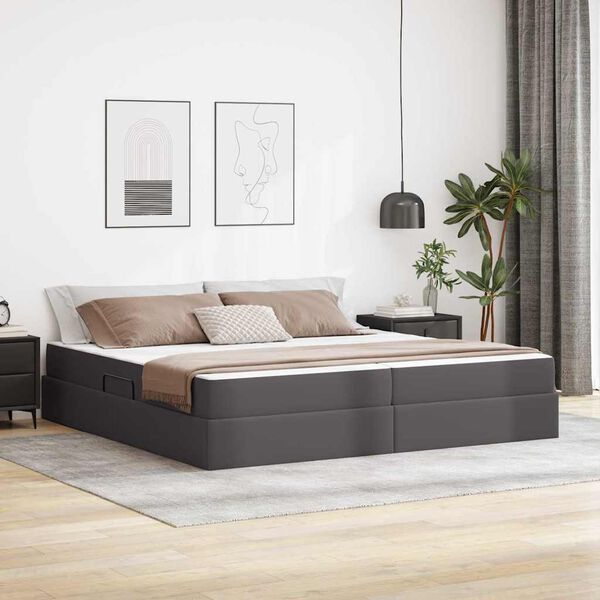 vidaXL Lit avec rangement et matelas avec matelas Gris 200 x 200 cm