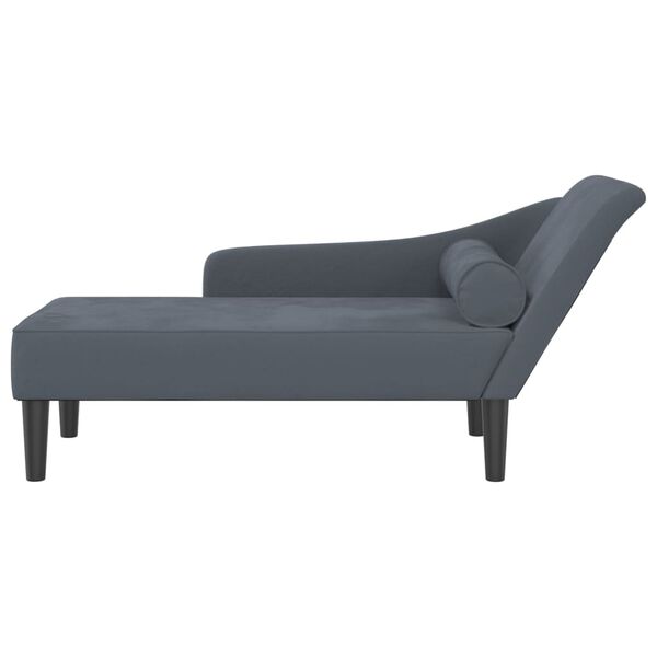 vidaXL Chaise longue avec coussins gris fonc&eacute; velours