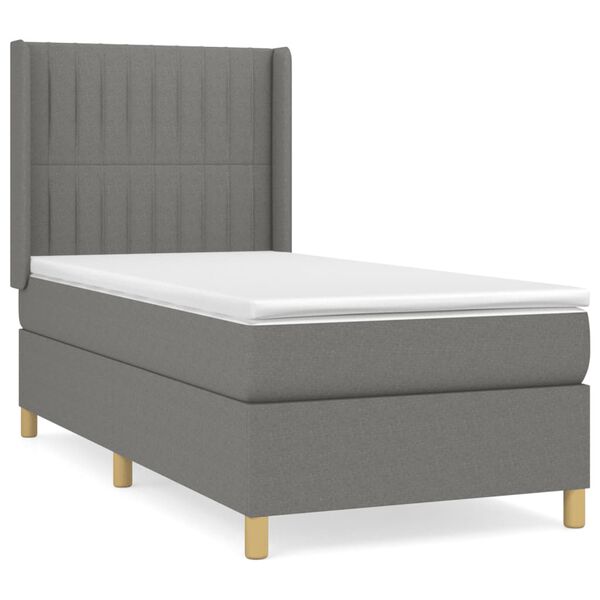 vidaXL Sommier &agrave; lattes de lit et matelas Gris fonc&eacute; 90x190 cm Tissu