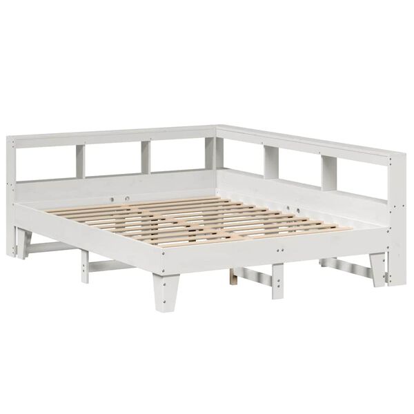 vidaXL Lit biblioth&egrave;que sans matelas blanc 160x200 cm bois pin massif