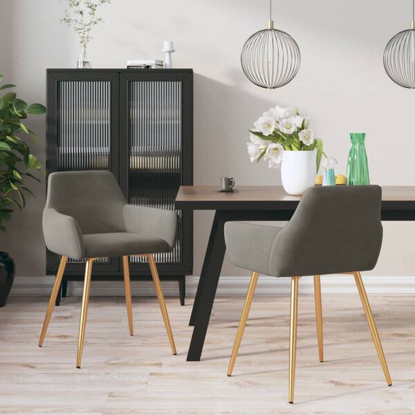 vidaXL Chaises &agrave; manger lot de 2 Gris fonc&eacute; Velours