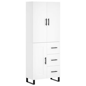 vidaXL Buffet haut Blanc 69,5x34x180 cm Bois d'ing&eacute;nierie