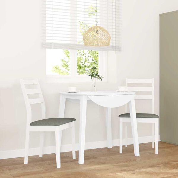 vidaXL Chaises à manger coussins 2 pcs blanc bois massif caoutchouc