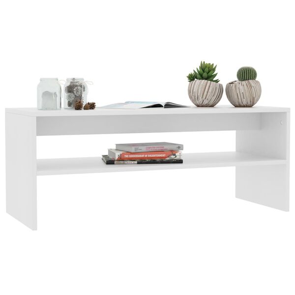 vidaXL Table basse Blanc 100x40x40 cm Bois d'ing&eacute;nierie