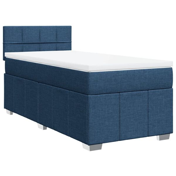 vidaXL Sommier &agrave; lattes de lit avec matelas Bleu 100x200 cm Tissu