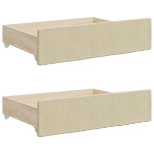 vidaXL Tiroirs de lit 2 pcs cr&egrave;me bois d'ing&eacute;nierie et tissu