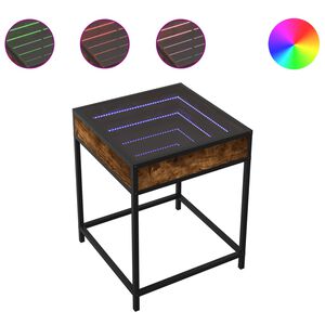 vidaXL Table basse avec LED Infinity ch&ecirc;ne fum&eacute; 40x40x51 cm