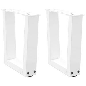 vidaXL Pieds de table basse en forme de V, 2 pi&egrave;ces, blanc, 30 x (30-31,3) cm, acier