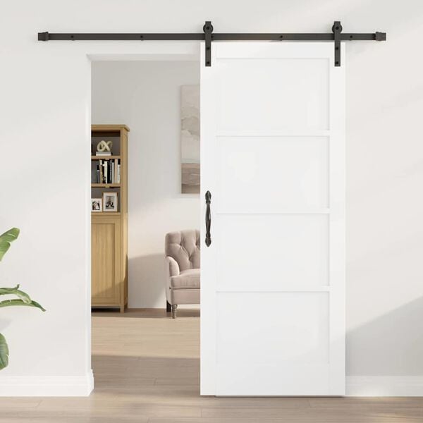 vidaXL Porte coulissante Blanc 83 x 202 cm Pin massif