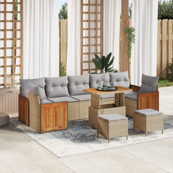 vidaXL Ensemble de canap&eacute; de jardin 10 pcs Beige et Gris clair