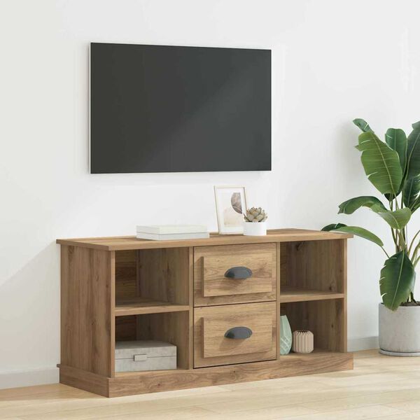 vidaXL Meuble TV Ch&ecirc;ne artisanal 99,5 x 35,5 x 48 cm Bois d'ing&eacute;nierie
