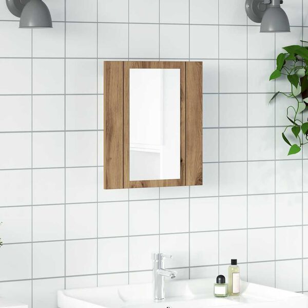 vidaXL Armoire de salle de bain miroir LED ch&ecirc;ne artisanal 40x12x45 cm
