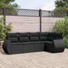 vidaXL Salon de jardin 5 pcs avec coussins noir r&eacute;sine tress&eacute;e