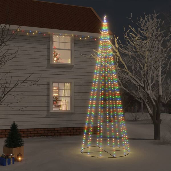 vidaXL Arbre de No&euml;l c&ocirc;ne 732 LED Color&eacute;es 160x500 cm