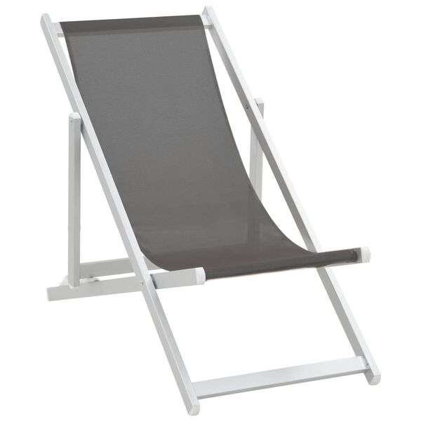 vidaXL Chaises de plage pliables lot de 2 Aluminium et textilène Gris