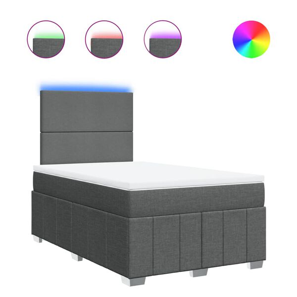 vidaXL Sommier &agrave; lattes de lit avec matelas Gris fonc&eacute; 120x200cm Tissu