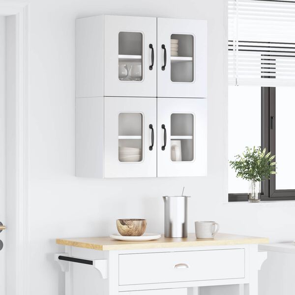 vidaXL Armoire de cuisine Kalmar 2 pcs Blanc brillant 60 x 31 x 40 cm