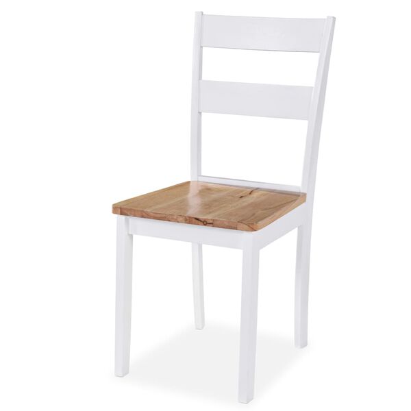 vidaXL Chaises &agrave; manger lot de 6 blanc bois d'h&eacute;v&eacute;a massif