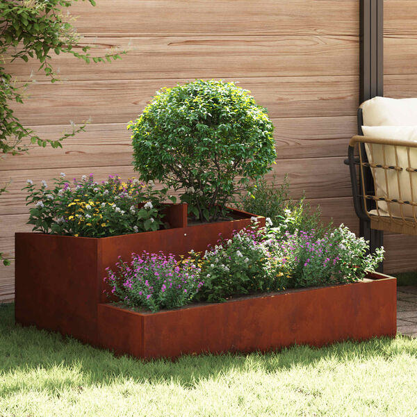 vidaXL Cache-pot de jardin Marron 100 x 100 x 50 cm Acier patin&eacute;