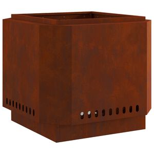 vidaXL Bol de feu sans fum&eacute;e Rouill&eacute; 58 x 58 x 51 cm Acier patin&eacute;