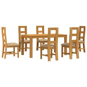 vidaXL Ensemble de salle &agrave; manger 7 pc Beige Bois de ch&ecirc;ne massif