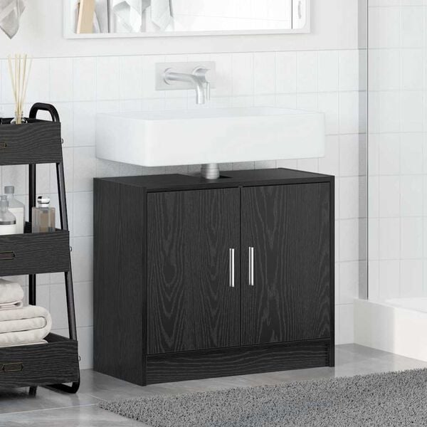 vidaXL Cabinet de salle de bain avec porte Chêne noir 63 x 29 x 55 cm