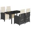 vidaXL Ensemble &agrave; manger de jardin coussins 5pcs Noir R&eacute;sine tress&eacute;e