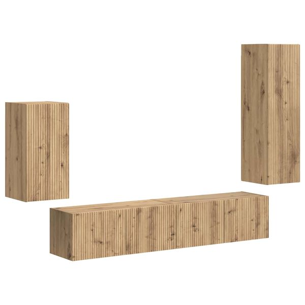 vidaXL Ensemble meuble TV 4 pcs Ch&ecirc;ne artisanal Bois d'ing&eacute;nierie