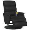 vidaXL Fauteuil inclinable de massage repose-pieds noir similicuir