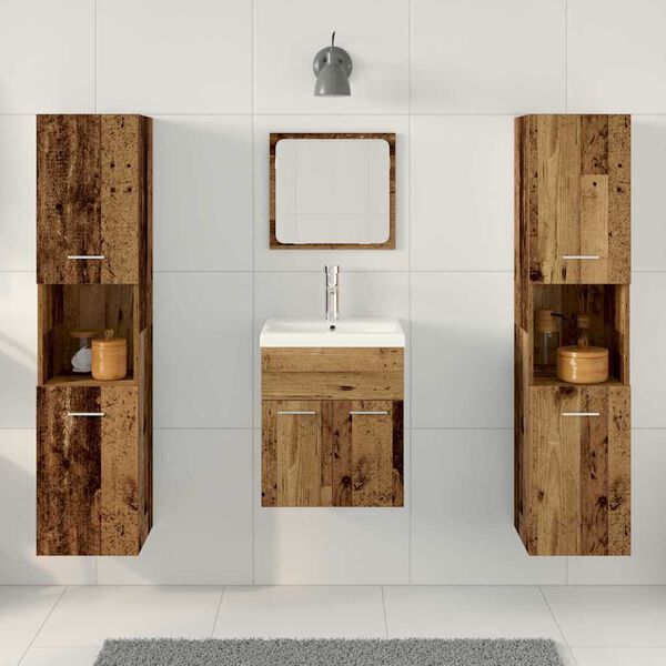 vidaXL Ensemble de mobilier de salle de bain 4 pcs Bois Ancien