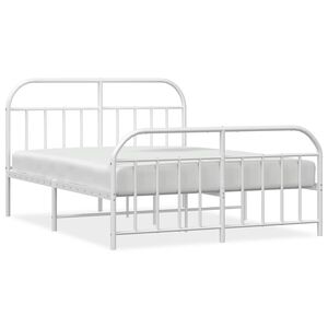 vidaXL Cadre de lit m&eacute;tal sans matelas et pied de lit blanc 140x200 cm