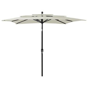 vidaXL Parasol de jardin &agrave; 3 niveaux avec m&acirc;t en aluminium sable