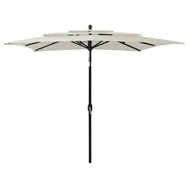vidaXL Parasol de jardin à 3 niveaux avec mât en aluminium sable