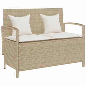 VidaXL Banc de rangement de jardin avec coussin beige r&eacute;sine tress&eacute;e
