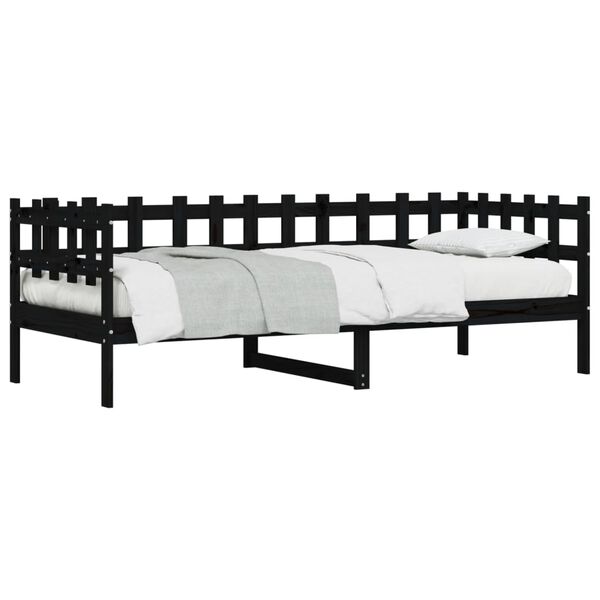 vidaXL Lit de jour sans matelas noir 80x200 cm bois de pin massif
