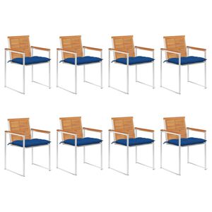 vidaXL Chaises de jardin lot de 8 avec coussins bois d'acacia massif