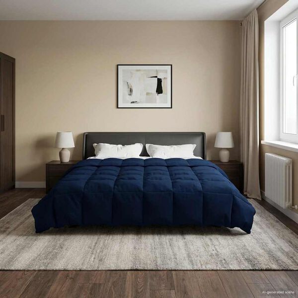 vidaXL Duvet complet toute l'ann&eacute;e Bleu fonc&eacute; 200 x 240 cm Microfibre