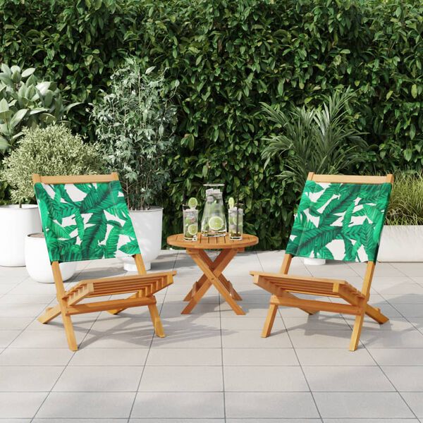 vidaXL Chaises de jardin lot de 2 motif de feuilles acacia et tissu