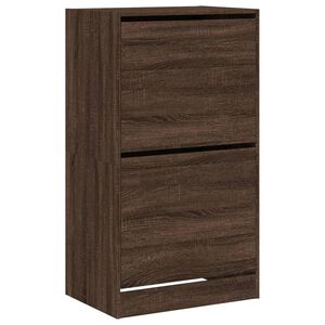 vidaXL Armoire &agrave; chaussures 2 tiroirs rabattables ch&ecirc;ne marron
